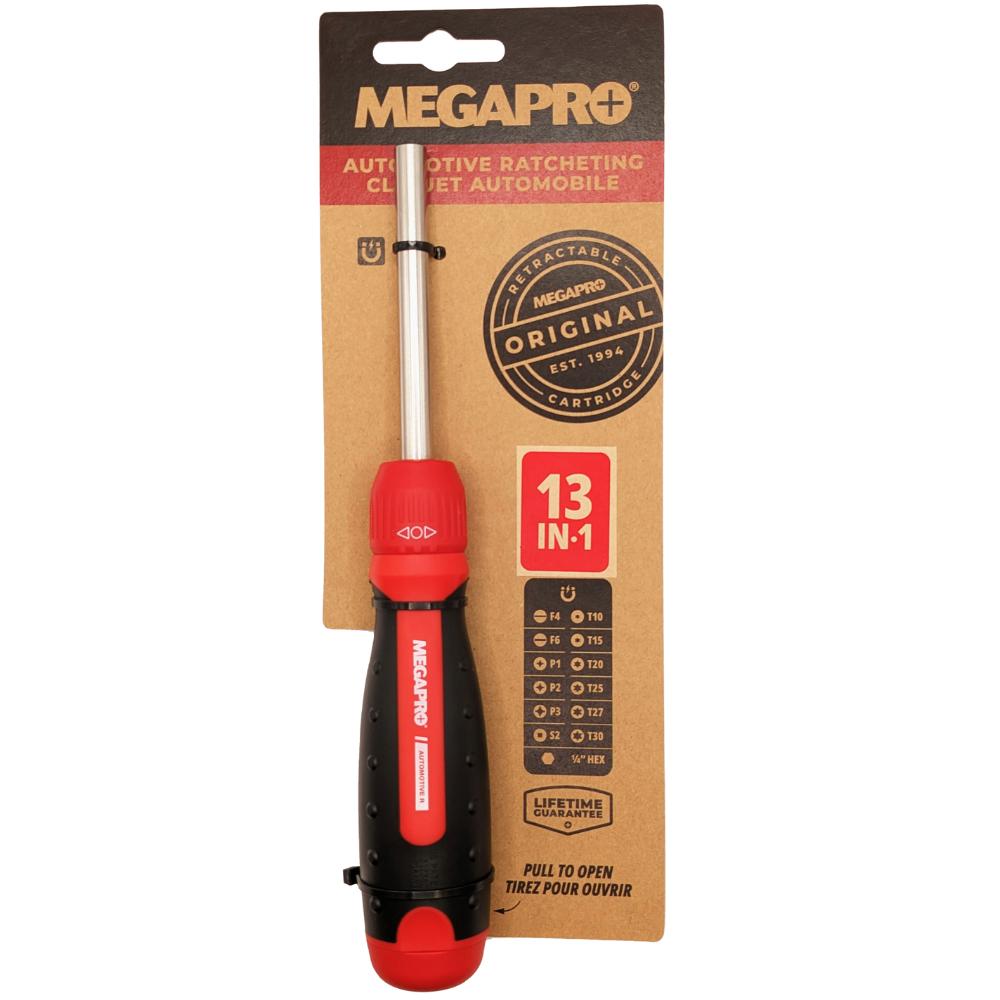 Megapro Screwdriver Automotive Ratcheting 13 in 1 Multi-bit (Carded)<span class=' ItemWarning' style='display:block;'>Item is usually in stock, but we&#39;ll be in touch if there&#39;s a problem<br /></span>