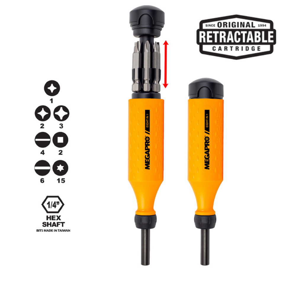 Megapro Screwdriver Original  8-in-1 Multi-Bit OR/BL (Carded)<span class=' ItemWarning' style='display:block;'>Item is usually in stock, but we&#39;ll be in touch if there&#39;s a problem<br /></span>