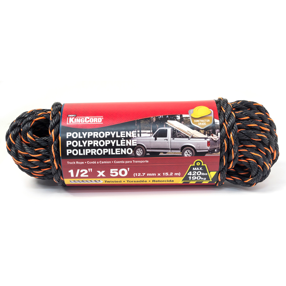 Twisted Poly Rope Truck 1/2&#34; x 50&#39; Orange/Black<span class=' ItemWarning' style='display:block;'>Item is usually in stock, but we&#39;ll be in touch if there&#39;s a problem<br /></span>