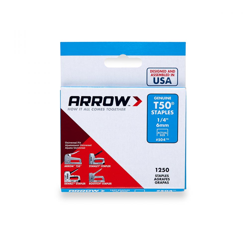 4x1250pk Staples T50 ¼In x 3/8in Crown 20Ga<span class=' ItemWarning' style='display:block;'>Item is usually in stock, but we&#39;ll be in touch if there&#39;s a problem<br /></span>