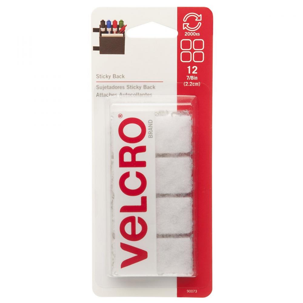 Velcro® Sticky Back Squares 7/8in White 12PC<span class=' ItemWarning' style='display:block;'>Item is usually in stock, but we&#39;ll be in touch if there&#39;s a problem<br /></span>