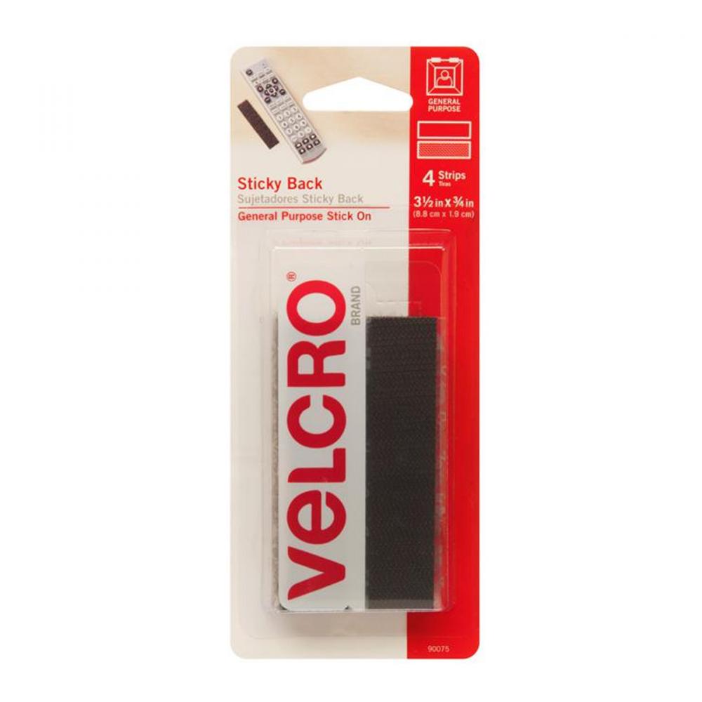 Velcro® Sticky Back Strips 3½in x 3/4in Black 4PC<span class=' ItemWarning' style='display:block;'>Item is usually in stock, but we&#39;ll be in touch if there&#39;s a problem<br /></span>
