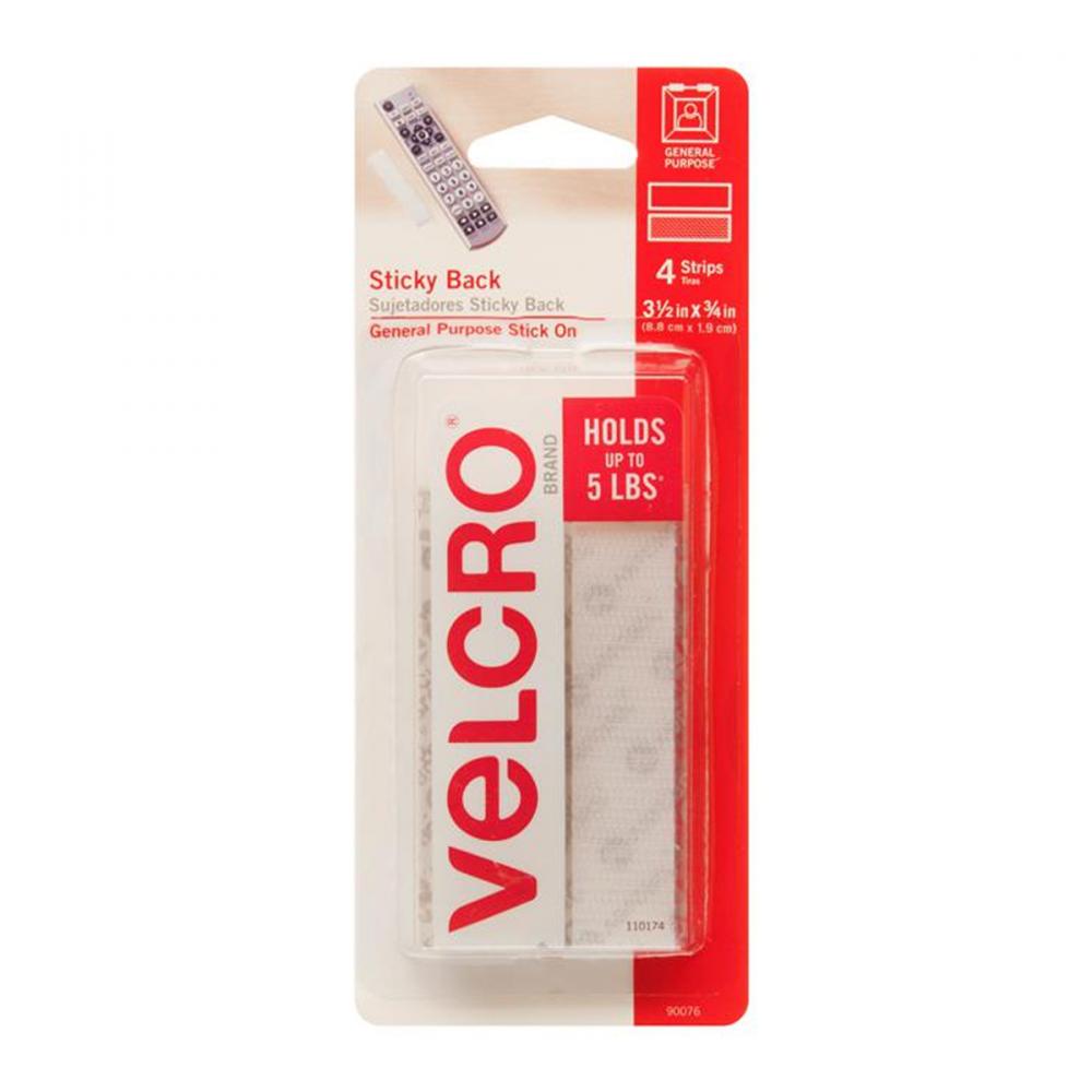 Velcro® Sticky Back Strips 3½in x 3/4in White 4PC<span class=' ItemWarning' style='display:block;'>Item is usually in stock, but we&#39;ll be in touch if there&#39;s a problem<br /></span>