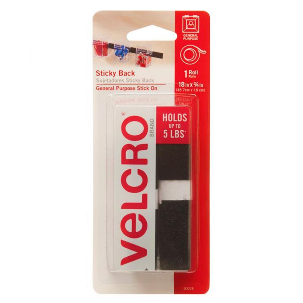 Velcro® Sticky Back Tape ¾in x 18ft Black<span class=' ItemWarning' style='display:block;'>Item is usually in stock, but we&#39;ll be in touch if there&#39;s a problem<br /></span>