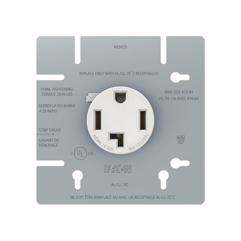 Dryer Receptacle with Metal Plate 30A - 125/250V<span class=' ItemWarning' style='display:block;'>Item is usually in stock, but we&#39;ll be in touch if there&#39;s a problem<br /></span>