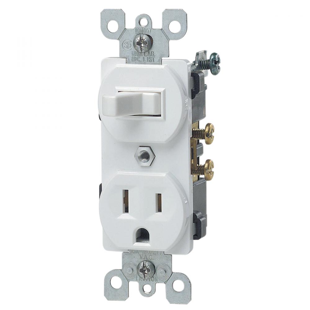 Combo Switch / Recpt. White<span class=' ItemWarning' style='display:block;'>Item is usually in stock, but we&#39;ll be in touch if there&#39;s a problem<br /></span>