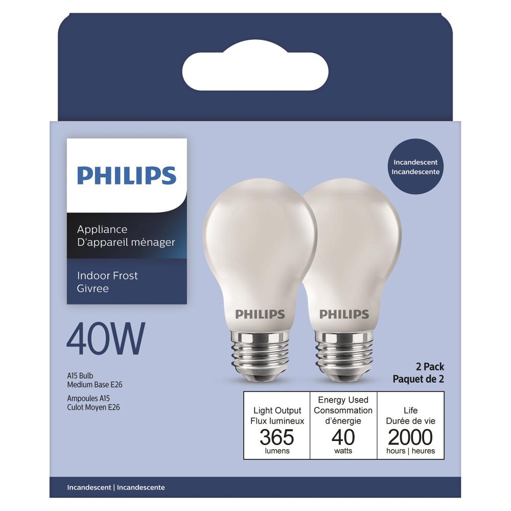 Bulb A15 Incandescent Fridge/Oven/Appliance 40W Med Base Frosted 2Pk<span class=' ItemWarning' style='display:block;'>Item is usually in stock, but we&#39;ll be in touch if there&#39;s a problem<br /></span>