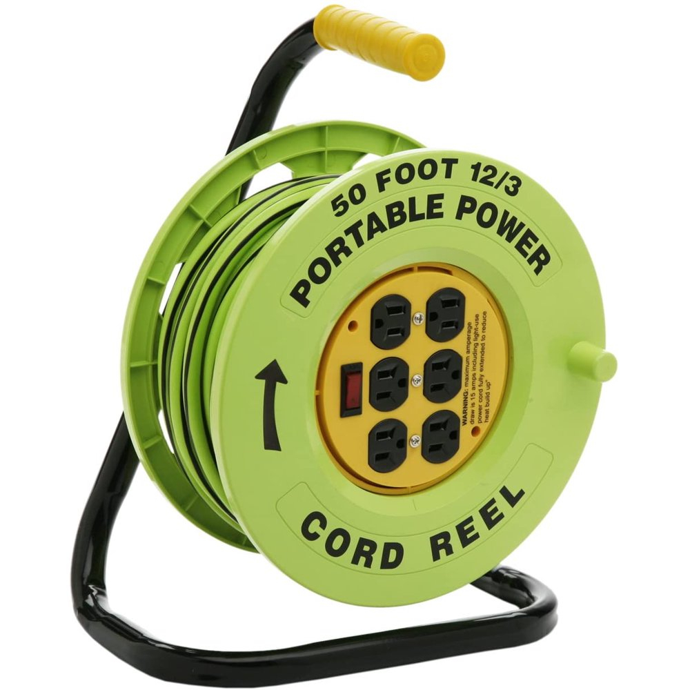 Portable Power Extension Cord Reel 6-Outlet 50ft 12/3 Cord<span class=' ItemWarning' style='display:block;'>Item is usually in stock, but we&#39;ll be in touch if there&#39;s a problem<br /></span>