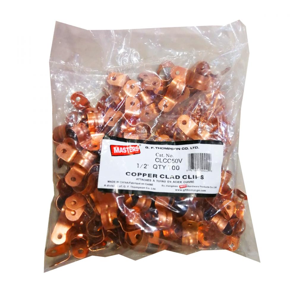 100pk Copper Clad Tube Clips w/Nails 1/2in<span class=' ItemWarning' style='display:block;'>Item is usually in stock, but we&#39;ll be in touch if there&#39;s a problem<br /></span>