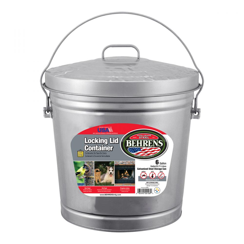 Garbage Can with Locking Lid Galvanized Steel 22L/6Gal<span class=' ItemWarning' style='display:block;'>Item is usually in stock, but we&#39;ll be in touch if there&#39;s a problem<br /></span>