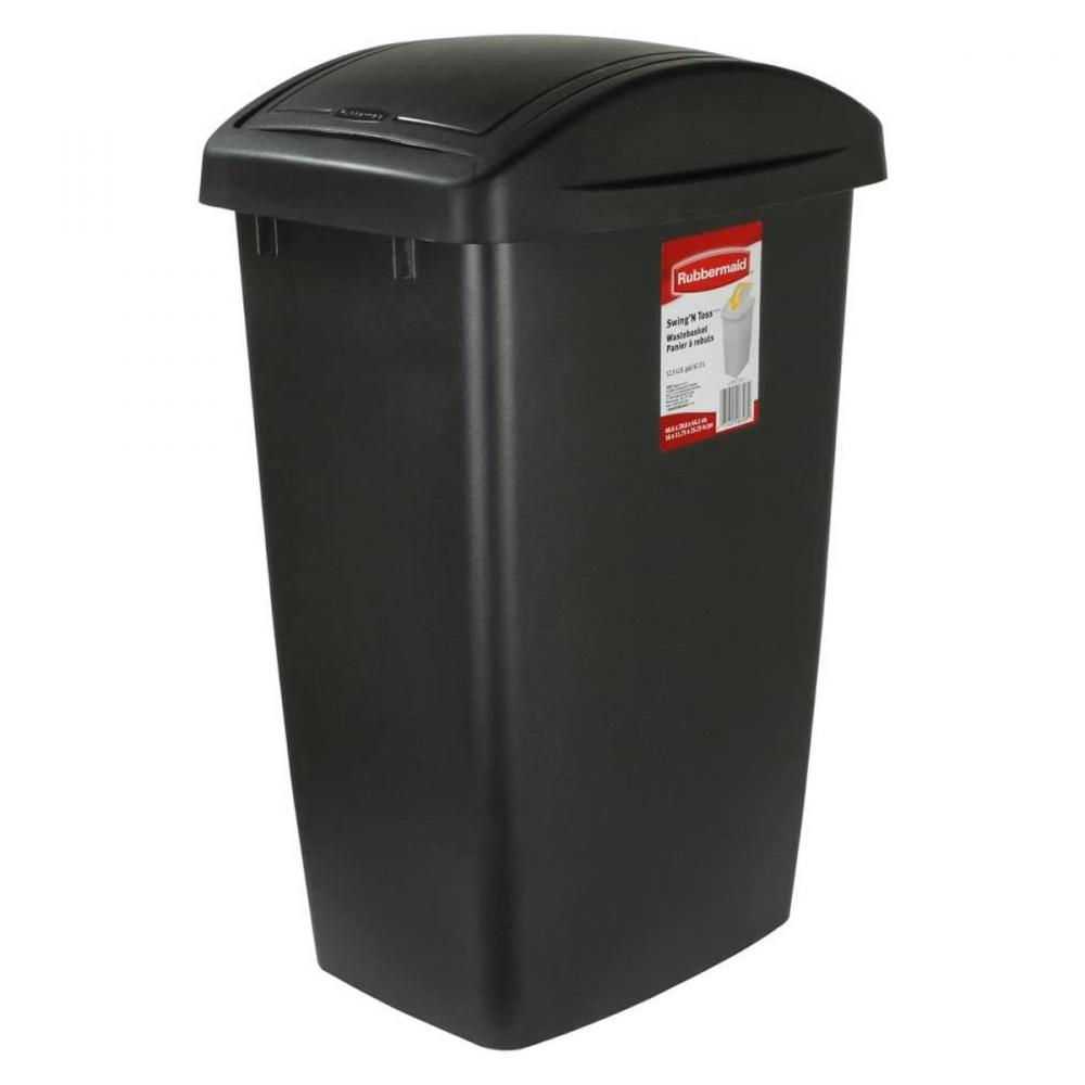 Waste Basket Indoor with Swing Lid Rectangular Black 47.3L<span class=' ItemWarning' style='display:block;'>Item is usually in stock, but we&#39;ll be in touch if there&#39;s a problem<br /></span>