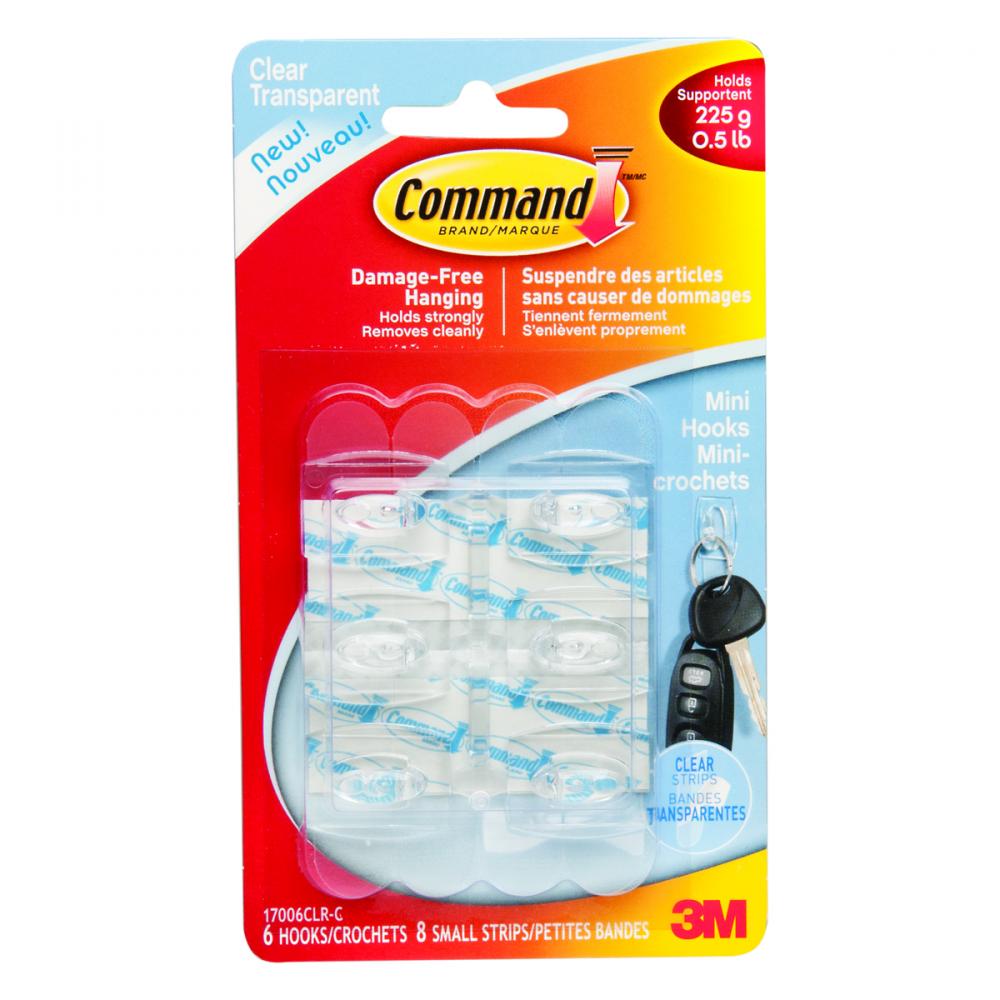 Command™ Hook Mini Clear .5lb 6Pk<span class=' ItemWarning' style='display:block;'>Item is usually in stock, but we&#39;ll be in touch if there&#39;s a problem<br /></span>