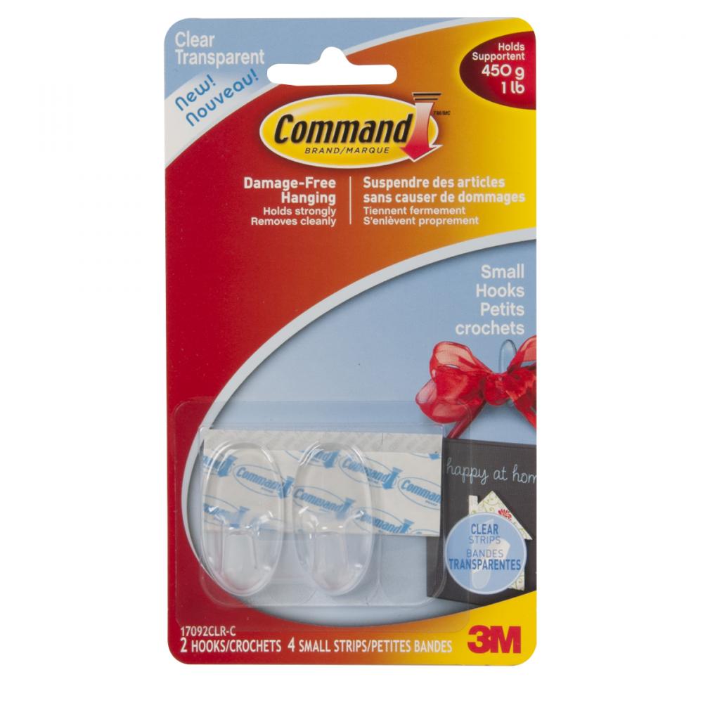 Command™ Hook Small Clear 2Pk<span class=' ItemWarning' style='display:block;'>Item is usually in stock, but we&#39;ll be in touch if there&#39;s a problem<br /></span>