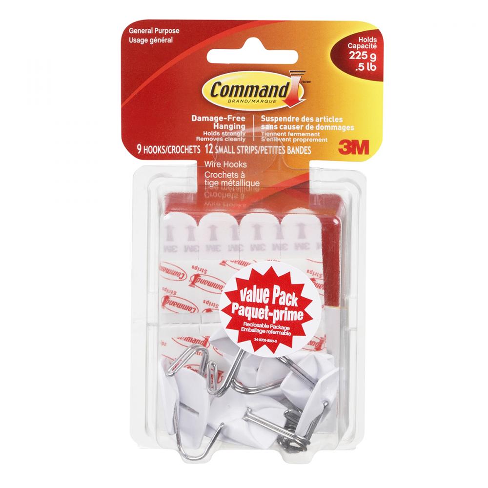 Command™ Wire Hook Small White .5Lb 9Pk<span class=' ItemWarning' style='display:block;'>Item is usually in stock, but we&#39;ll be in touch if there&#39;s a problem<br /></span>
