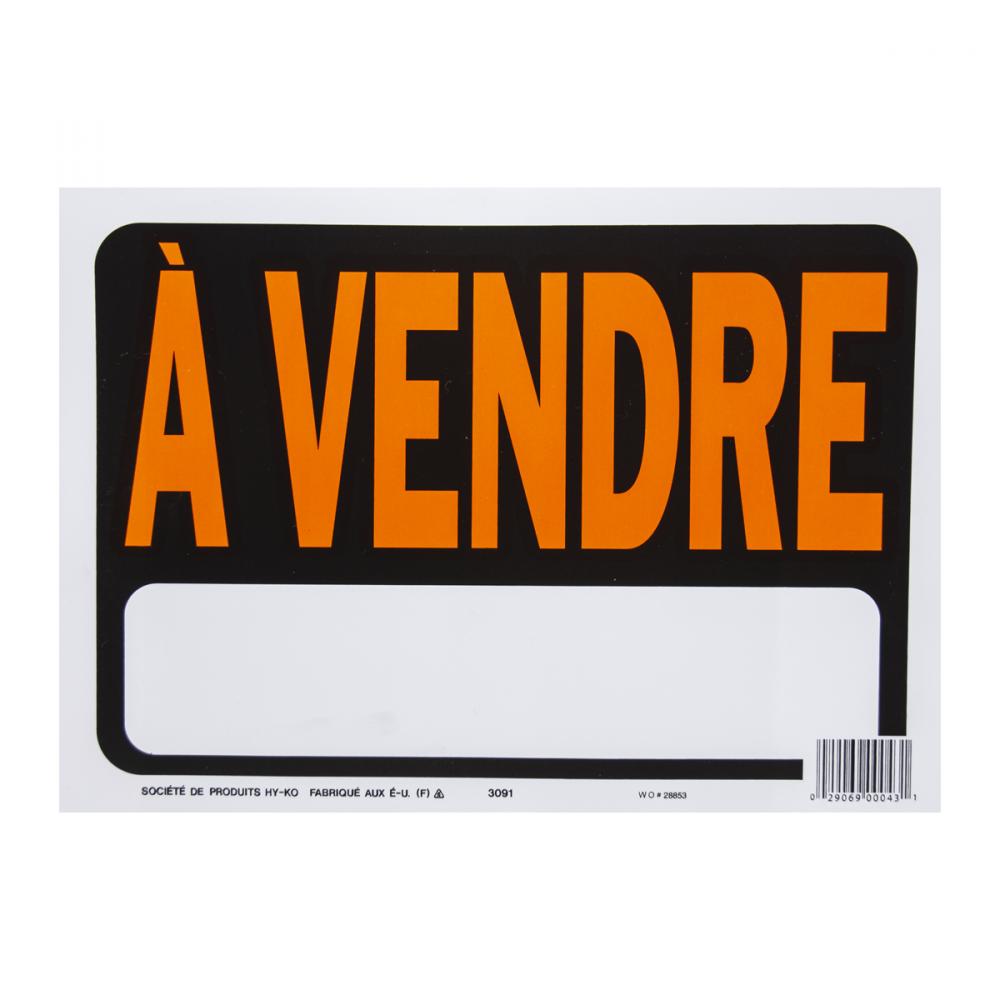 10pk Sign A Vendre 8.5in x 12in<span class=' ItemWarning' style='display:block;'>Item is usually in stock, but we&#39;ll be in touch if there&#39;s a problem<br /></span>