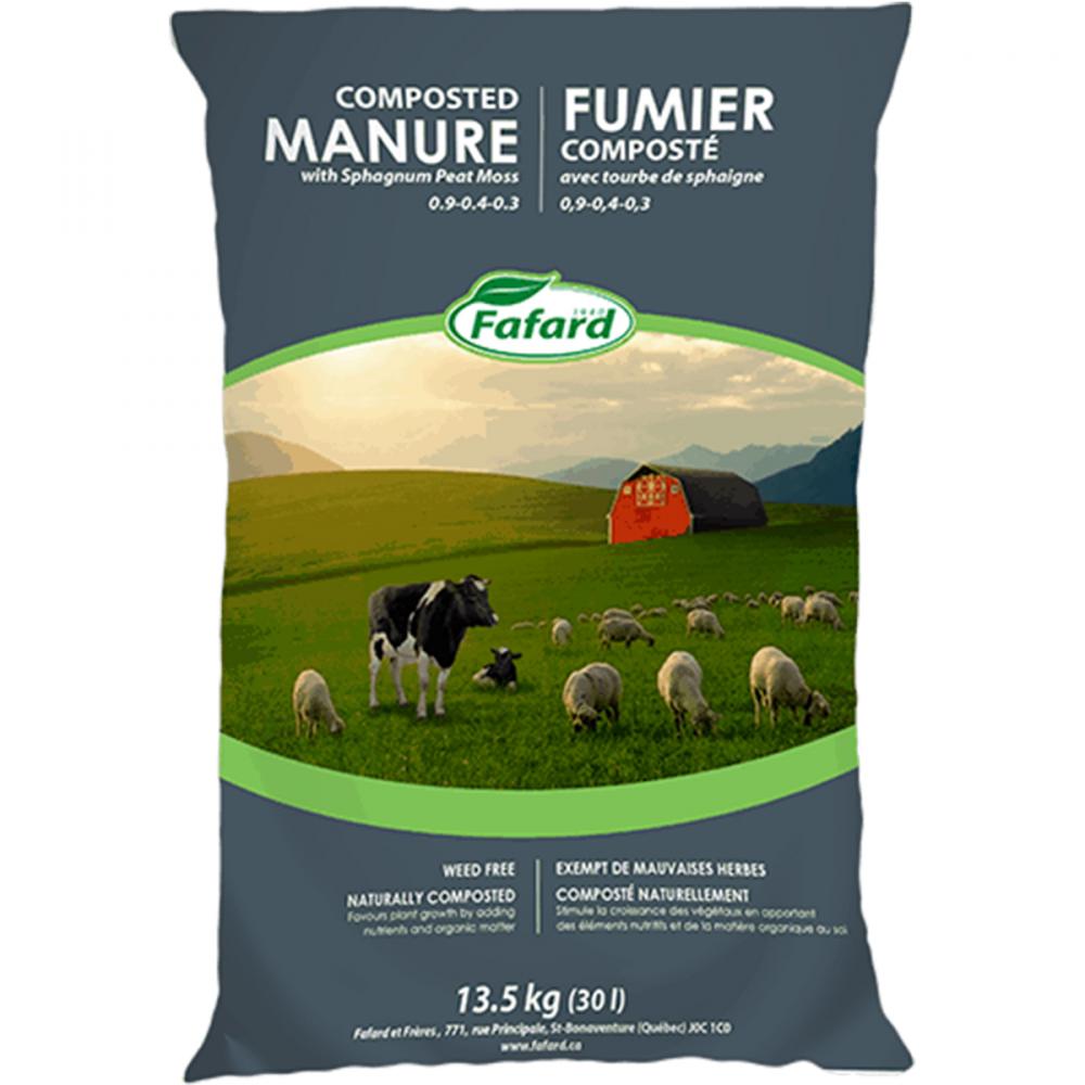 Fafard Composted Manure with Sphagnum Peat Moss 30L<span class=' ItemWarning' style='display:block;'>Item is usually in stock, but we&#39;ll be in touch if there&#39;s a problem<br /></span>
