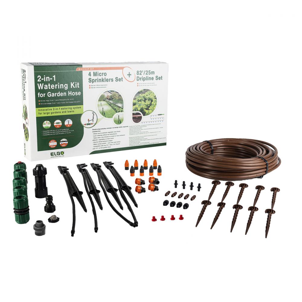 Drip Irrigation 2-in-1 Watering Kit Micro Sprinklers & Dripline<span class=' ItemWarning' style='display:block;'>Item is usually in stock, but we&#39;ll be in touch if there&#39;s a problem<br /></span>