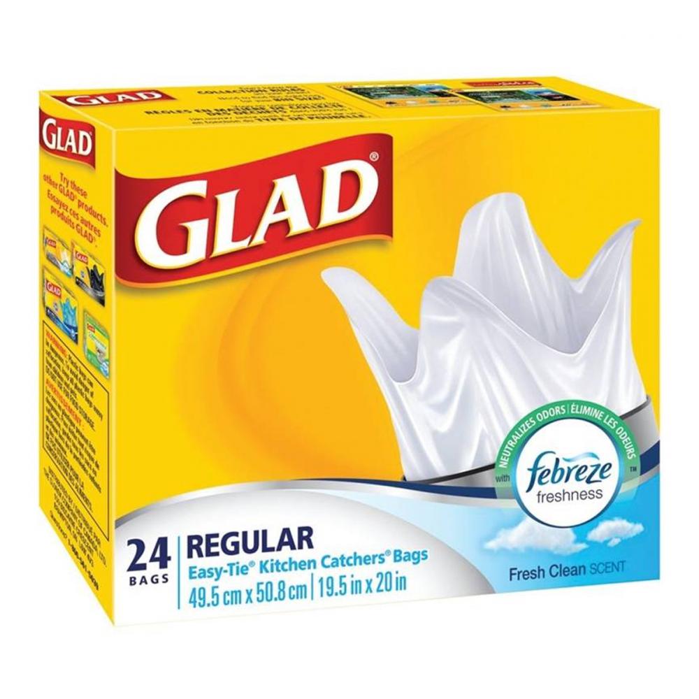 Glad Kitchen Catcher Garbage Bags 20x20in White 24pc<span class=' ItemWarning' style='display:block;'>Item is usually in stock, but we&#39;ll be in touch if there&#39;s a problem<br /></span>