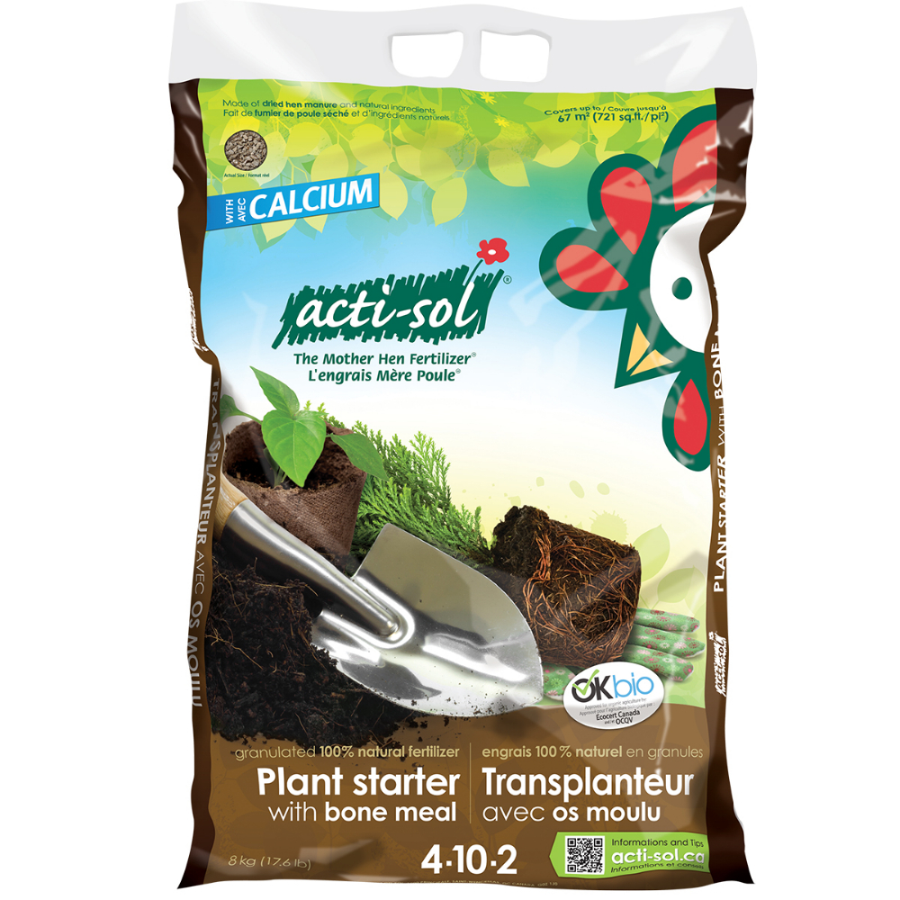 Acti-Sol Plant Starter Hen Manure Fertilizer w/ Bone Meal 4-10-2 8Kg<span class=' ItemWarning' style='display:block;'>Item is usually in stock, but we&#39;ll be in touch if there&#39;s a problem<br /></span>
