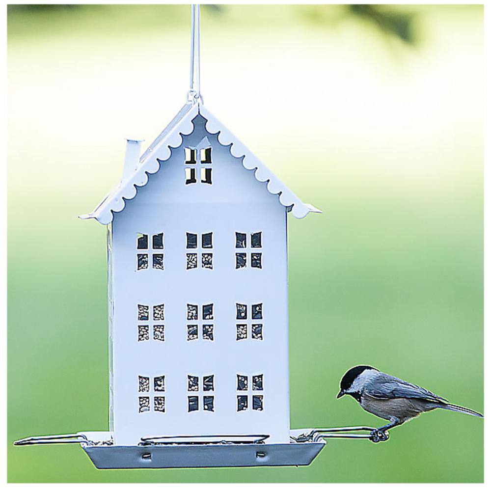 Wild Bird Feeder Metal Farm House White Holds 2.8Lb of Seeds<span class=' ItemWarning' style='display:block;'>Item is usually in stock, but we&#39;ll be in touch if there&#39;s a problem<br /></span>