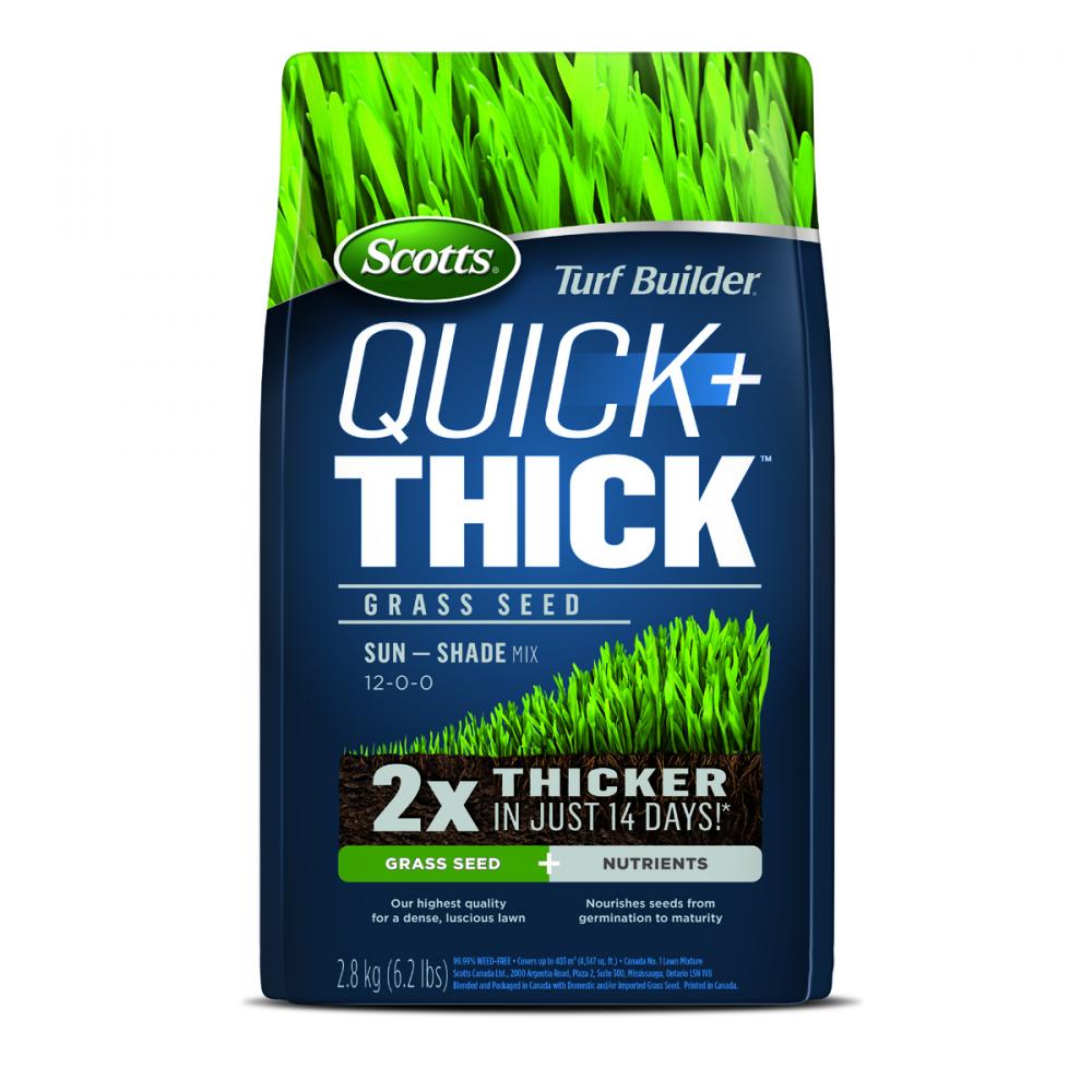 Turf Builder Quick + Thick Sun & Shade Coated  Grass Seed 12-0-0  2.8kg<span class=' ItemWarning' style='display:block;'>Item is usually in stock, but we&#39;ll be in touch if there&#39;s a problem<br /></span>