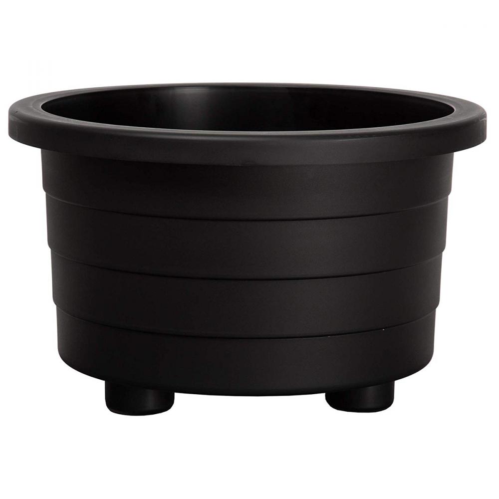 Futura Plastic Patio Planter with Drain Plug Round 18x11.25in Black<span class=' ItemWarning' style='display:block;'>Item is usually in stock, but we&#39;ll be in touch if there&#39;s a problem<br /></span>