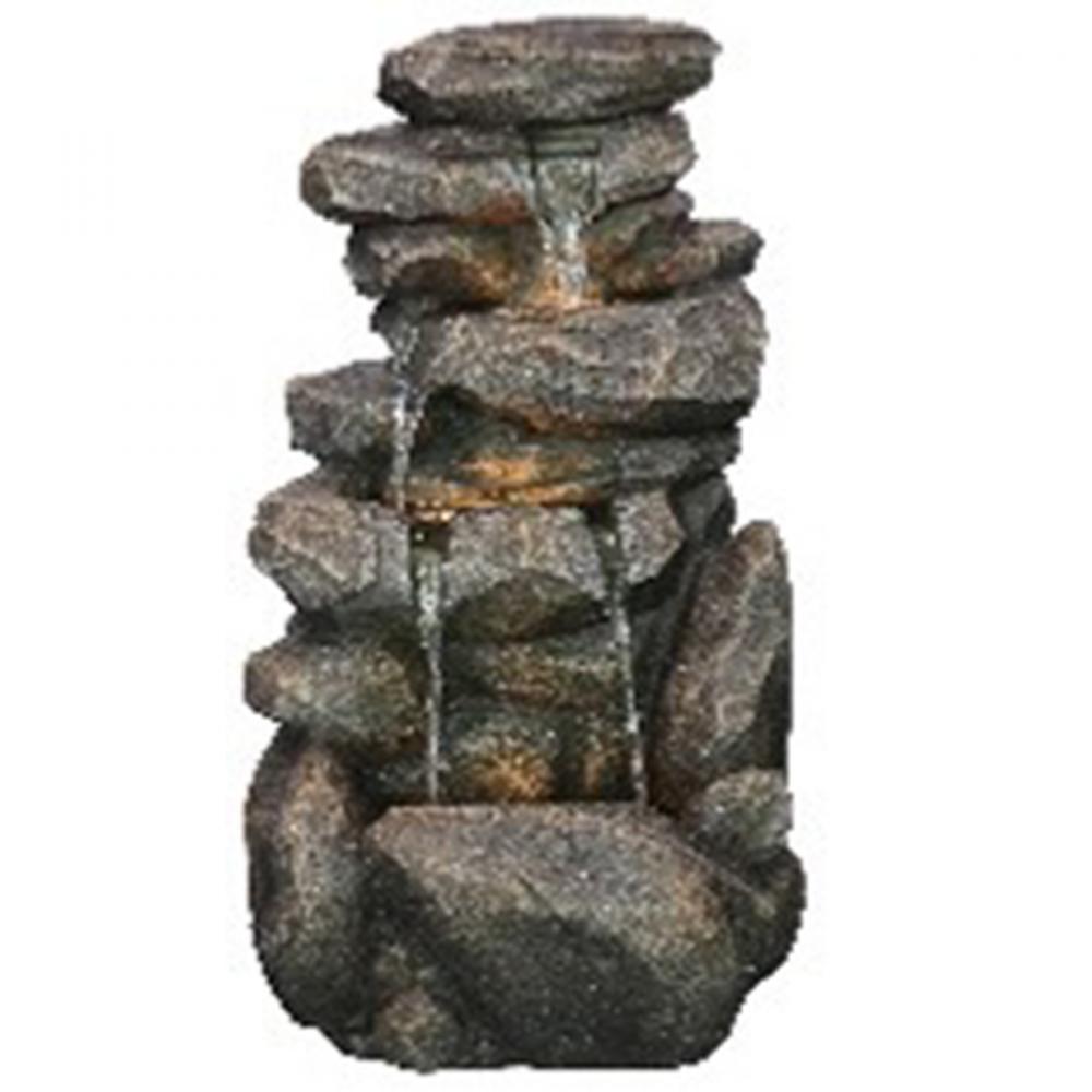 Outdoor Tiered Rock Water Fountain with Lights 27in<span class=' ItemWarning' style='display:block;'>Item is usually in stock, but we&#39;ll be in touch if there&#39;s a problem<br /></span>