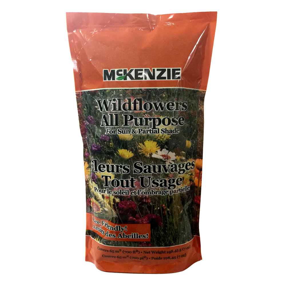McKenzie Wildflower Seeds All Purpose Garden Sun/Part Shade 198g/700sq.ft.<span class=' ItemWarning' style='display:block;'>Item is usually in stock, but we&#39;ll be in touch if there&#39;s a problem<br /></span>