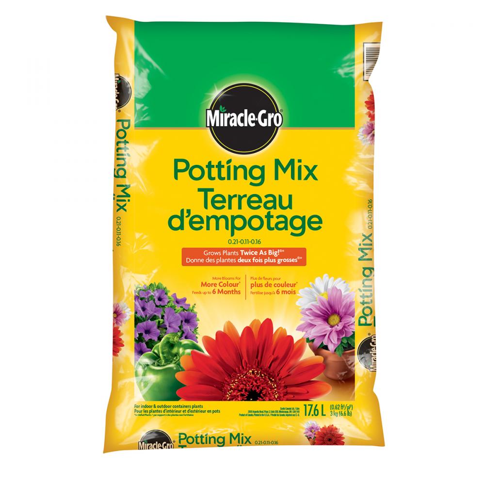 Miracle-Gro Potting Soil Blend Enriched 0.21-0.11-0.16  17.6L<span class=' ItemWarning' style='display:block;'>Item is usually in stock, but we&#39;ll be in touch if there&#39;s a problem<br /></span>