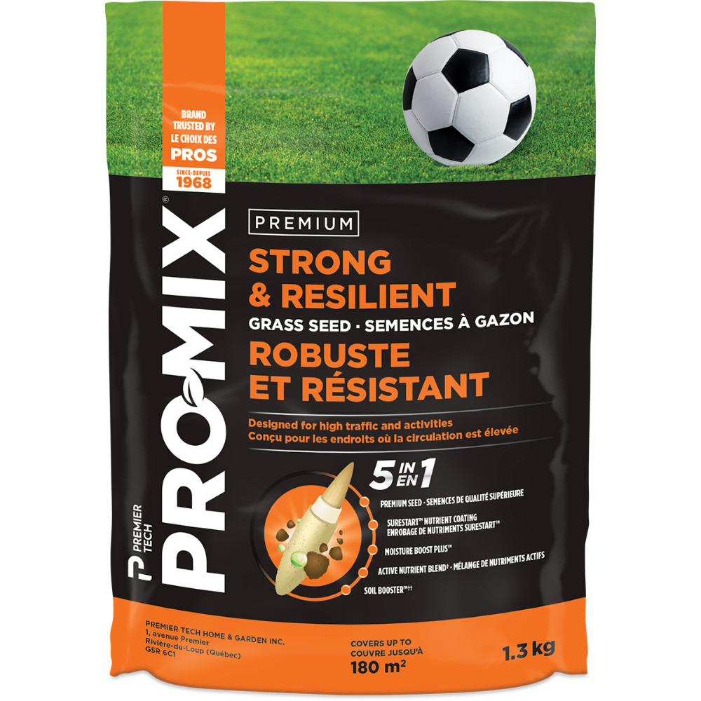 PRO-MIX Strong & Resilient 5 in 1 Grass Seed 1.3 KG<span class=' ItemWarning' style='display:block;'>Item is usually in stock, but we&#39;ll be in touch if there&#39;s a problem<br /></span>