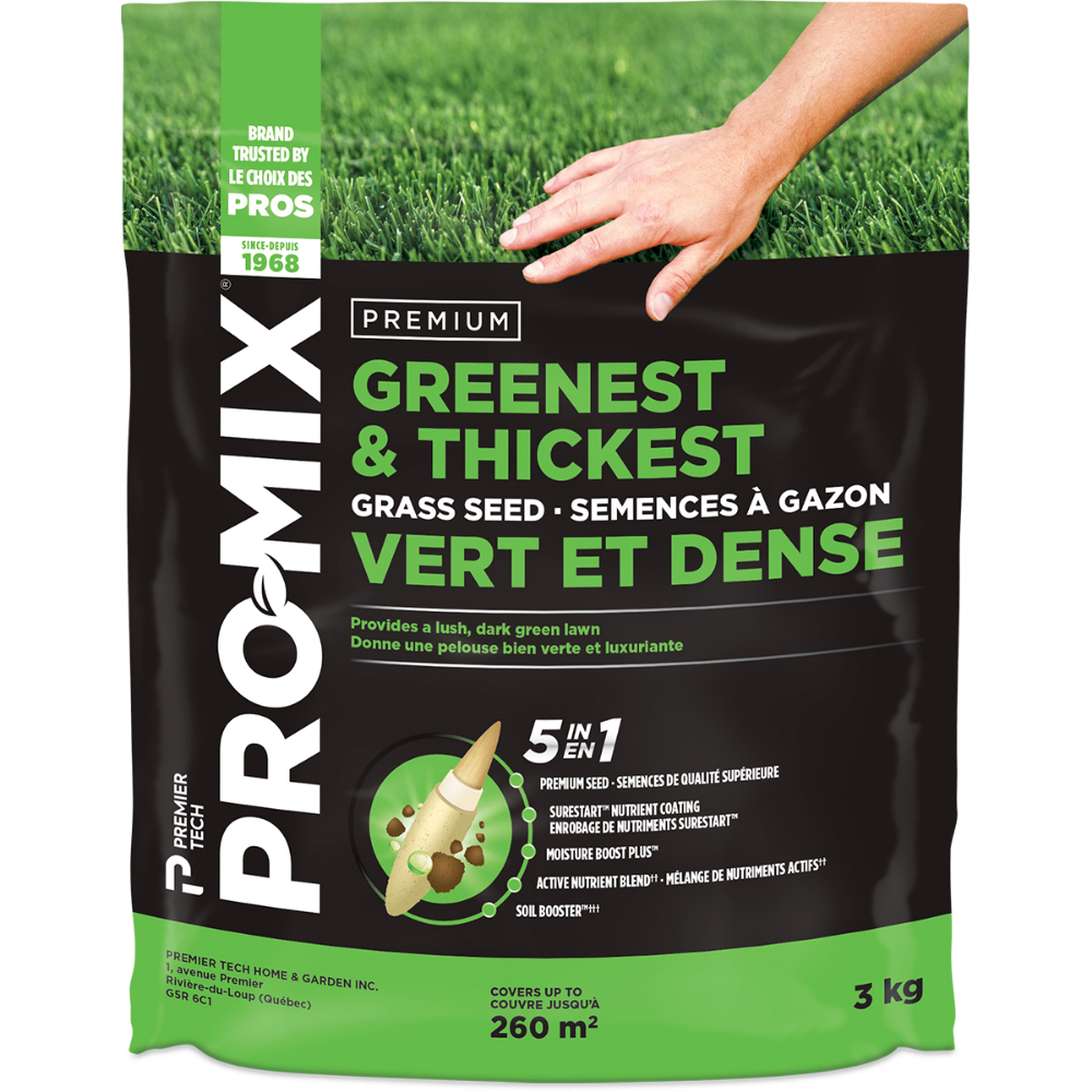 PRO-MIX Greener & Thicker 5 in 1 Grass Seed 3 KG<span class=' ItemWarning' style='display:block;'>Item is usually in stock, but we&#39;ll be in touch if there&#39;s a problem<br /></span>