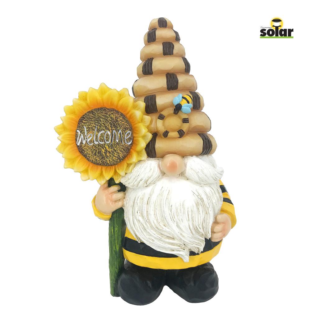 Garden Gnome with Sunflower Polyresin with Solar Light 11in<span class=' ItemWarning' style='display:block;'>Item is usually in stock, but we&#39;ll be in touch if there&#39;s a problem<br /></span>