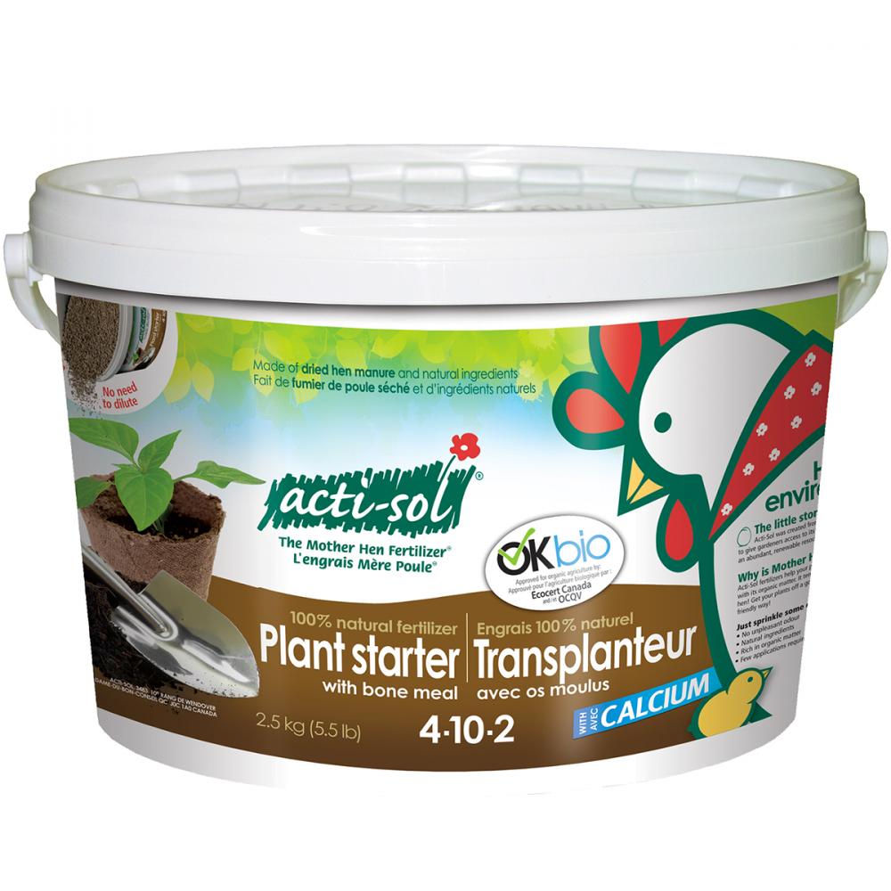 Acti-Sol Starter Fertilizer with Hen Manure and Bone Meal 4-10-2  2.5Kg Pail<span class=' ItemWarning' style='display:block;'>Item is usually in stock, but we&#39;ll be in touch if there&#39;s a problem<br /></span>