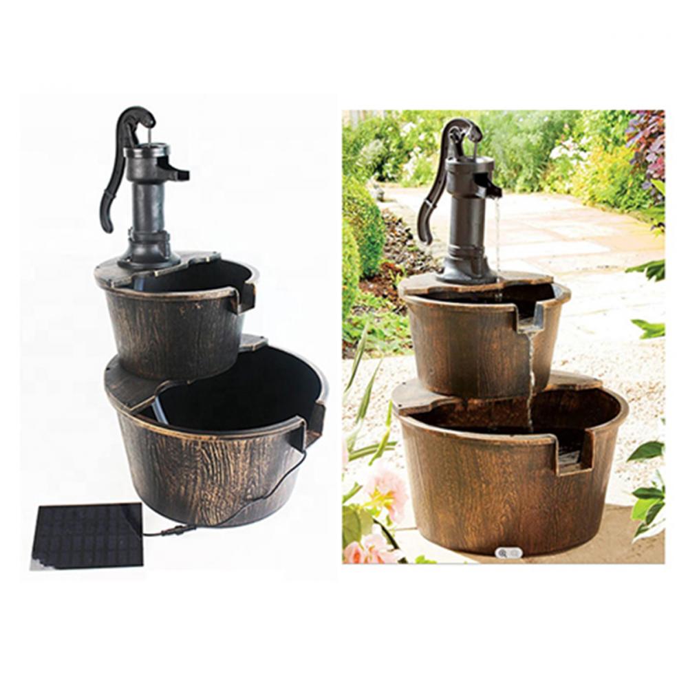 Outdoor Barrel Water Fountain 2-Tier Plastic 16.4 x 27.6in<span class=' ItemWarning' style='display:block;'>Item is usually in stock, but we&#39;ll be in touch if there&#39;s a problem<br /></span>