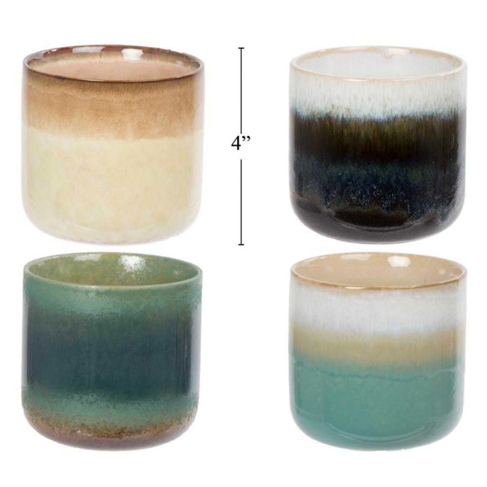 Ceramic Planter Triple Glazed Round Asst Colour 3.5x3.94in<span class=' ItemWarning' style='display:block;'>Item is usually in stock, but we&#39;ll be in touch if there&#39;s a problem<br /></span>