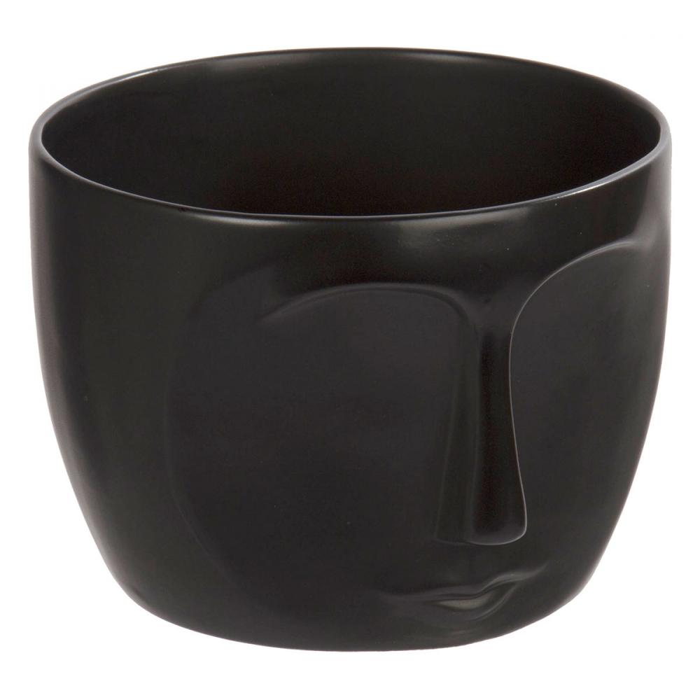 Ceramic Face Planter Round 6x4.25in Matte Black<span class=' ItemWarning' style='display:block;'>Item is usually in stock, but we&#39;ll be in touch if there&#39;s a problem<br /></span>