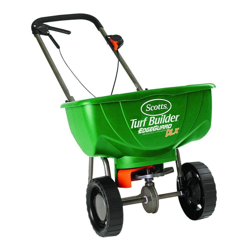 Turf Builder DLX Edgeguard Broadcast Fertilizer Spreader<span class=' ItemWarning' style='display:block;'>Item is usually in stock, but we&#39;ll be in touch if there&#39;s a problem<br /></span>