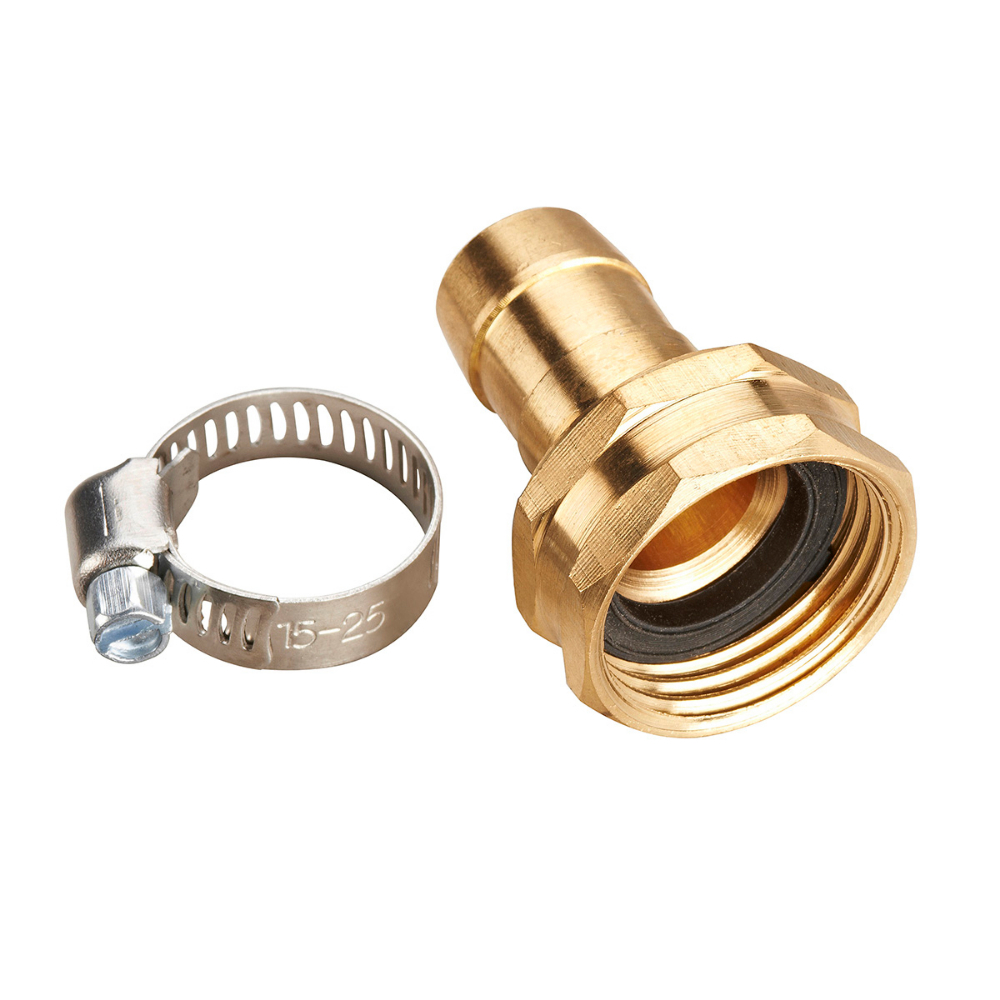 Brass Hose Repair Coupling Female 5/8in W/ Clamp<span class=' ItemWarning' style='display:block;'>Item is usually in stock, but we&#39;ll be in touch if there&#39;s a problem<br /></span>