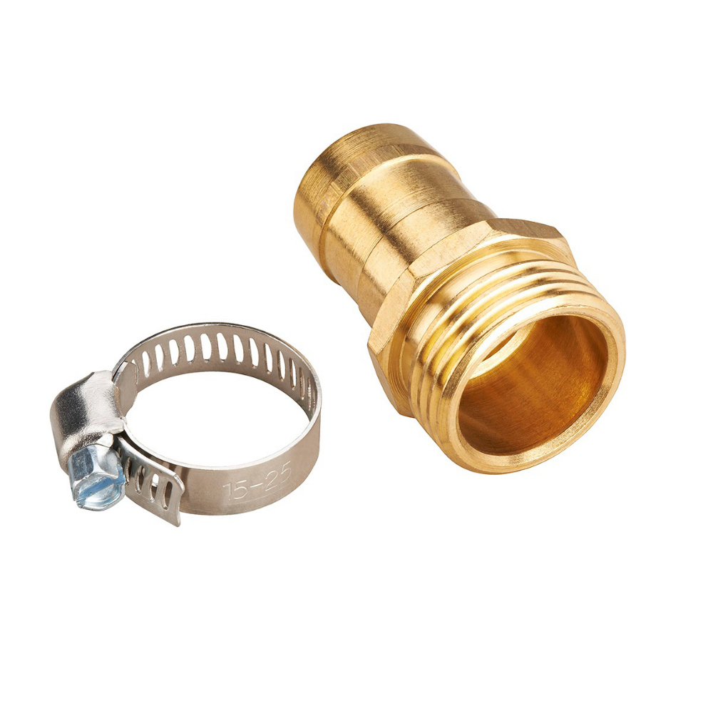 Brass Hose Repair Coupling Male 3/4in W/Clamp<span class=' ItemWarning' style='display:block;'>Item is usually in stock, but we&#39;ll be in touch if there&#39;s a problem<br /></span>