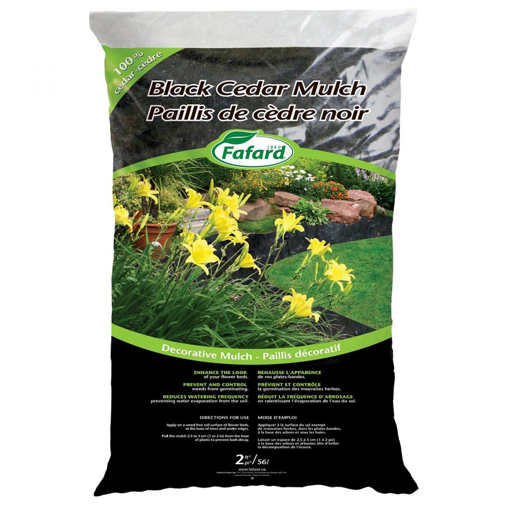 Fafard Cedar Mulch Black 2cuft<span class=' ItemWarning' style='display:block;'>Item is usually in stock, but we&#39;ll be in touch if there&#39;s a problem<br /></span>