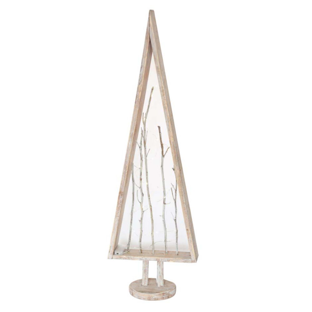 Wooden Hand Painted Tree With Twigs &  B/O Lights 42.5&#34; White<span class=' ItemWarning' style='display:block;'>Item is usually in stock, but we&#39;ll be in touch if there&#39;s a problem<br /></span>