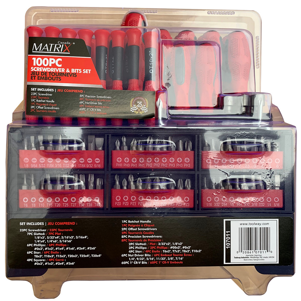 Screwdriver 100Pc Set packing in carton<span class=' ItemWarning' style='display:block;'>Item is usually in stock, but we&#39;ll be in touch if there&#39;s a problem<br /></span>
