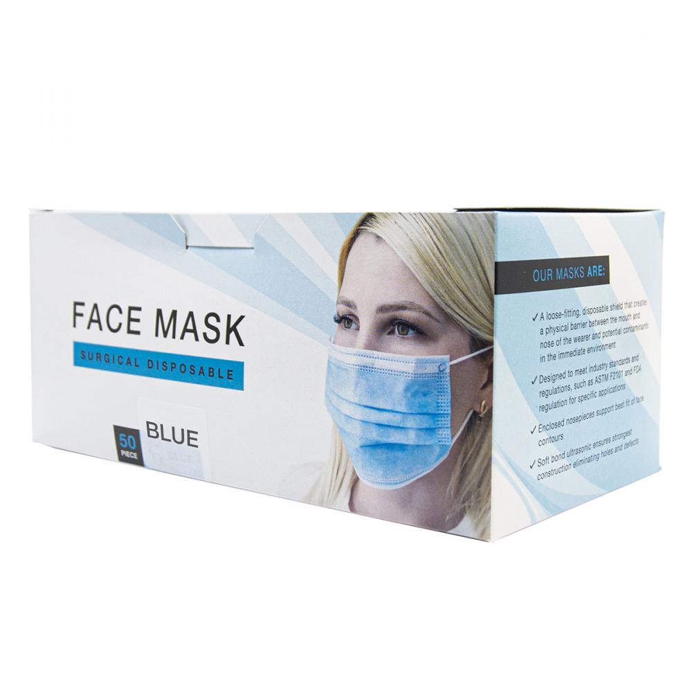 50PC Disposable Face Masks 3 Ply High Barrier Light Blue<span class=' ItemWarning' style='display:block;'>Item is usually in stock, but we&#39;ll be in touch if there&#39;s a problem<br /></span>