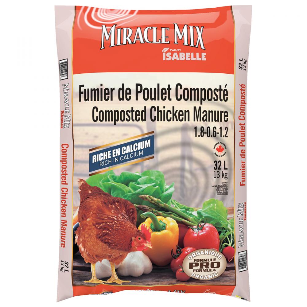 Miracle Mix Chicken Manure 32L<span class=' ItemWarning' style='display:block;'>Item is usually in stock, but we&#39;ll be in touch if there&#39;s a problem<br /></span>