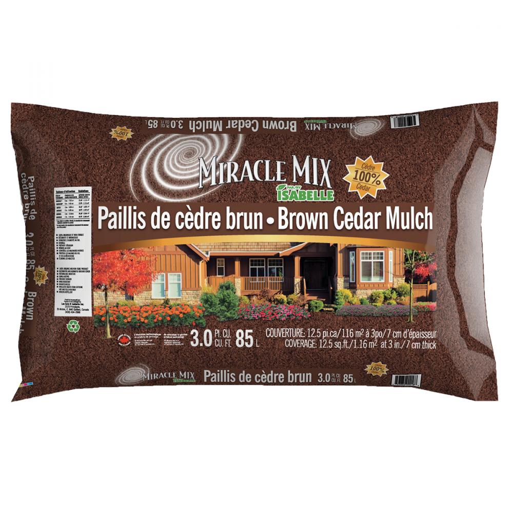 Miracle Mix Cedar Mulch Brown 3cu.ft.<span class=' ItemWarning' style='display:block;'>Item is usually in stock, but we&#39;ll be in touch if there&#39;s a problem<br /></span>
