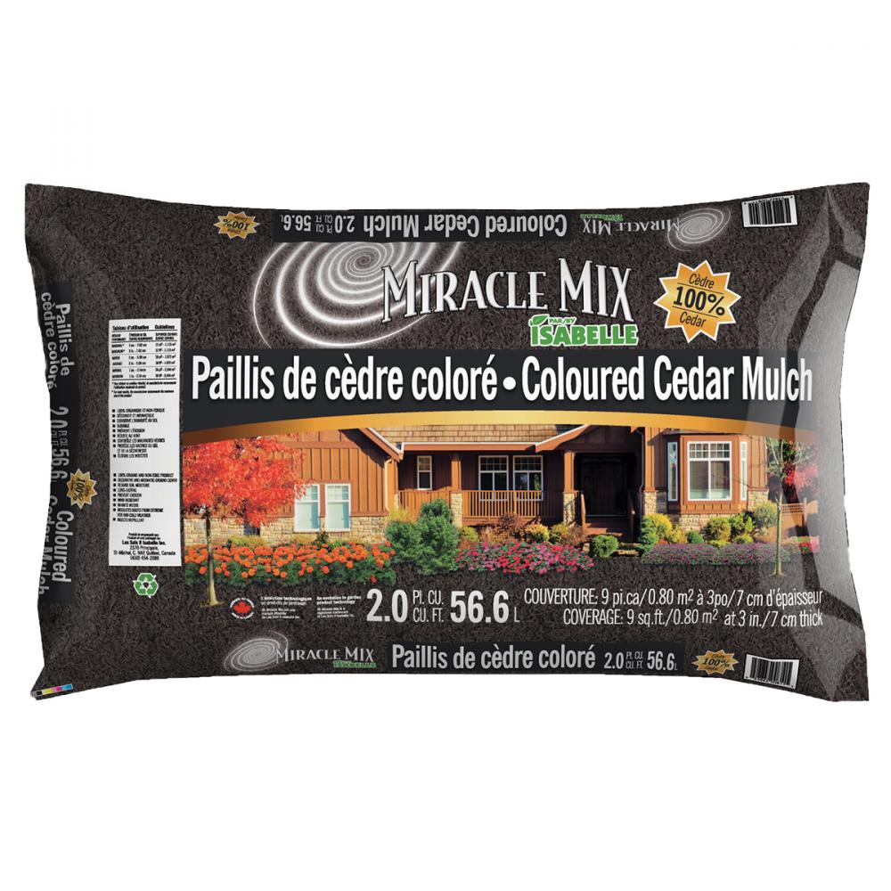 Miracle Mix Cedar Mulch Black 2cu.ft.<span class=' ItemWarning' style='display:block;'>Item is usually in stock, but we&#39;ll be in touch if there&#39;s a problem<br /></span>