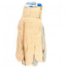 Toolway 105526 - 1dz. Cotton Canvas Gloves With Cow Split Leather Palm Knitted Cuff (OSFA)