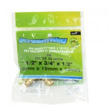 Toolway 151117 - Brass Pex Tee ½in Barb x ¾in Barb x ½in Barb