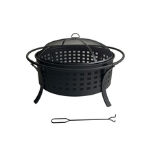 Toolway 184038 - Outdoor Round Firepit With Lattice Design 35in Rustic Black