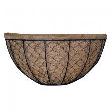 Toolway 184397 - Wallmount Mesh Wire Basket Rounded Bottom with Coco Liner 20in Matte Black